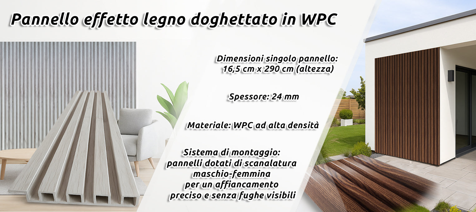 Pannello effetto legno doghettato in WPC