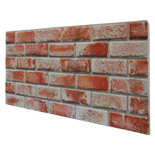 MATTONCINO ROSSO pannello finto mattone in EPS Resinato Misura 100x50 Cm spessore 2 cm - RETAIL BOX da 10 pannelli (sviluppano 5 MQ) - PlastiWood
