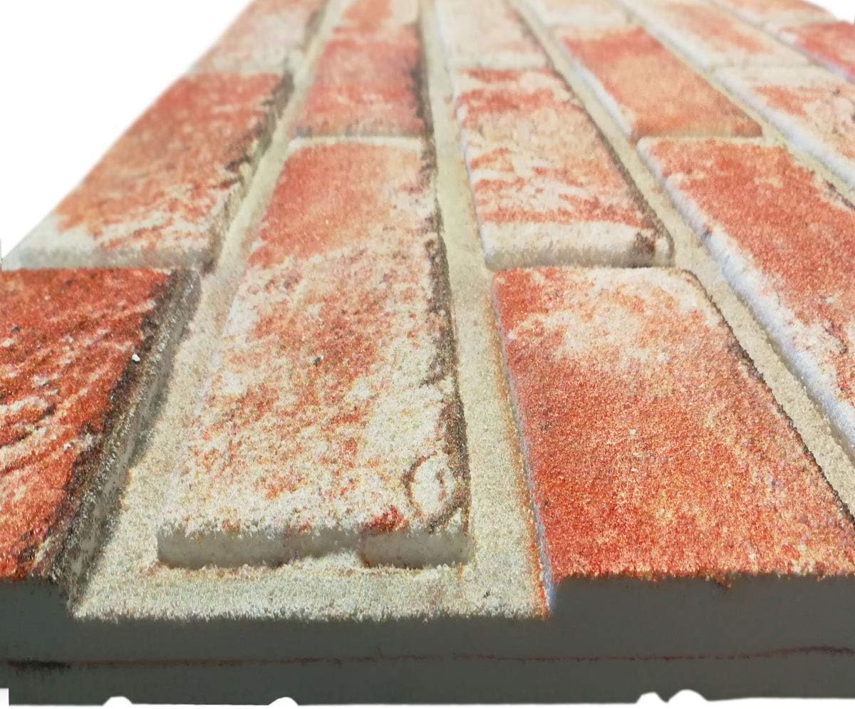 MATTONCINO ROSSO pannello finto mattone in EPS Resinato Misura 100x50 Cm spessore 2 cm - RETAIL BOX da 10 pannelli (sviluppano 5 MQ) - PlastiWood