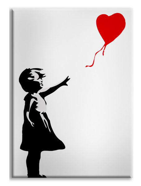 Banksy - Girl with Balloon - Quadro Canvas su telaio in legno - PlastiWood