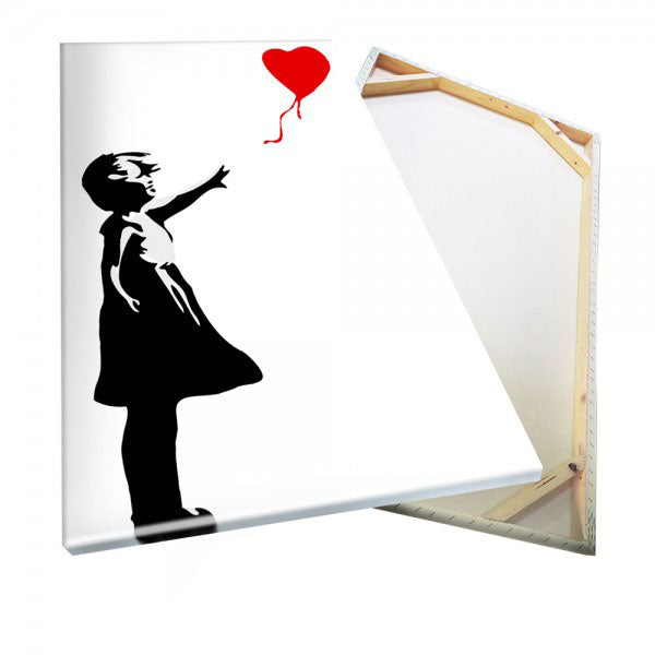 Banksy - Girl with Balloon - Quadro Canvas su telaio in legno - PlastiWood (14552685)