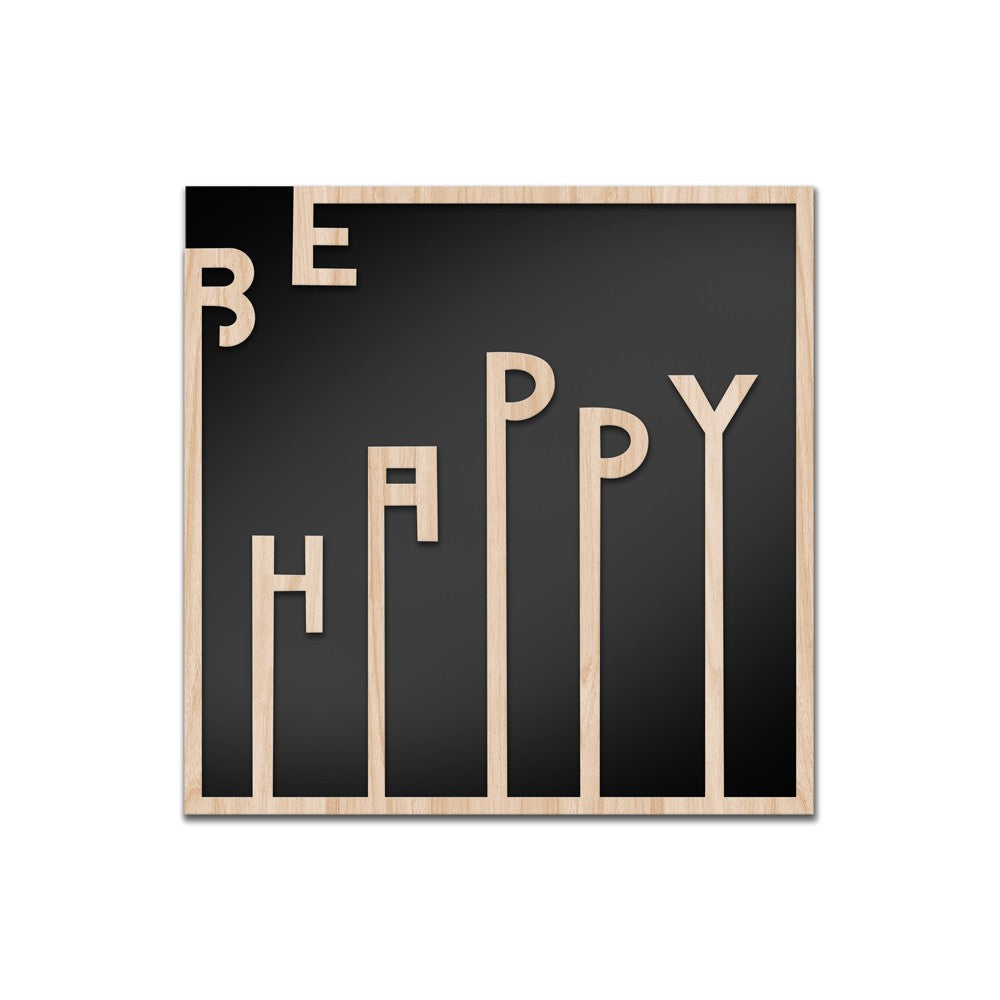 BE HAPPY - Quadro arredo LASERCUT composito Legno e PVC - PlastiWood (14552740)