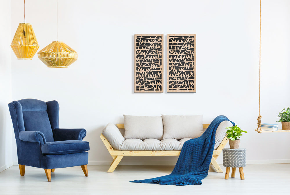 BIRDS - Quadro arredo LASERCUT composito Legno e PVC - PlastiWood (14552825)