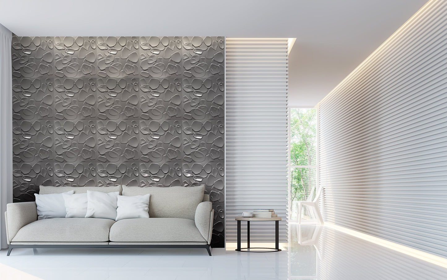 CORAL SEA grigio-metal-opaco - Pannello parete in PVC a rilievo 3D - 50cmX50cm - 1 Pz - PlastiWood (14553663)