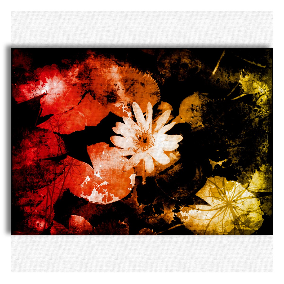 Decorazione Floreale Grunge - Quadro Canvas su telaio in legno - PlastiWood (14554007)