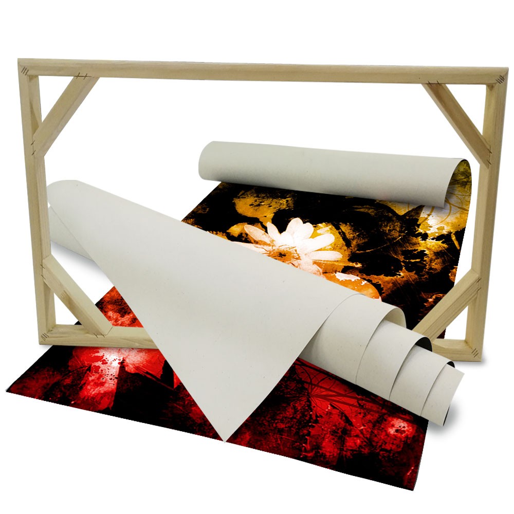 Decorazione Floreale Grunge - Quadro Canvas su telaio in legno - PlastiWood (14554011)