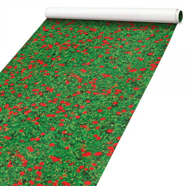 ERBA CON FIORI ROSSI - Pellicola stampata adesiva in PVC finitura opaca - PlastiWood (14554240)
