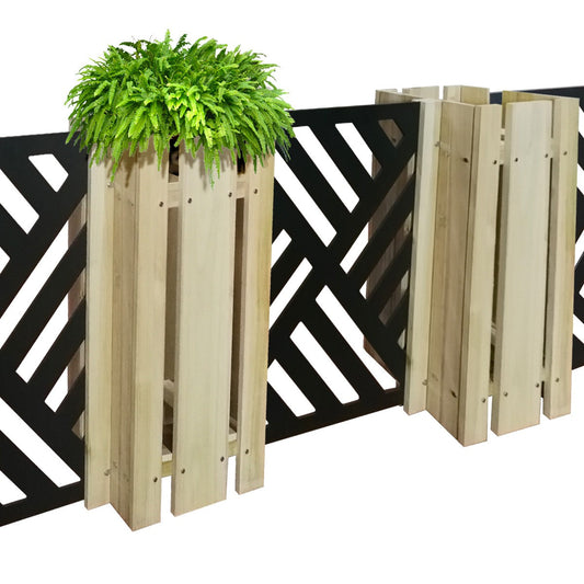 FIORIERA-WOOD COMPOSIZIONE - Porta vasi con divisorio staccionata modulabile - 150x100cm - in Legno e PVC - PlastiWood (14554464)