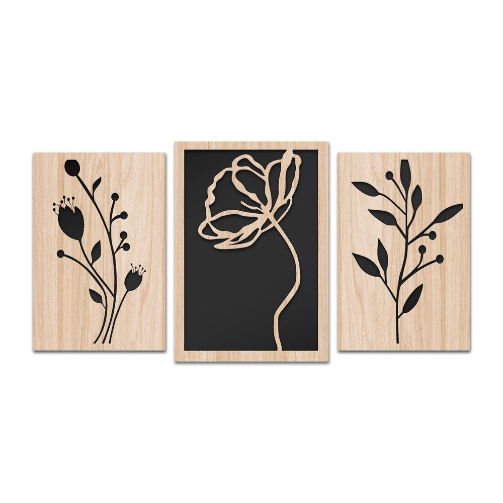 FLOWERS 100x50 cm - Quadro arredo LASERCUT composito Legno e PVC - PlastiWood (14554610)