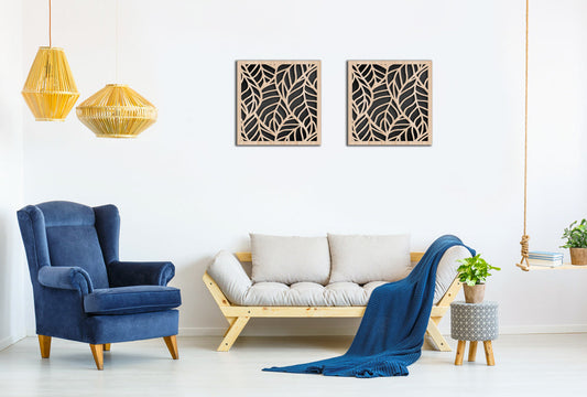 FOGLIE - Quadro arredo LASERCUT composito Legno e PVC - PlastiWood (14554636)