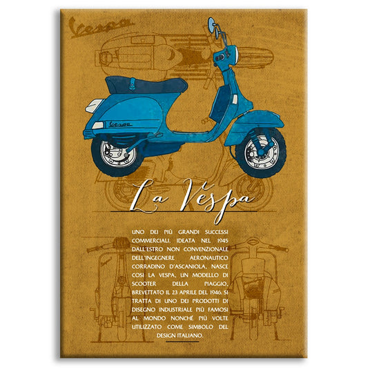 LA VESPA - Made in Italy - Quadro stampato su Canvas e montato su telaio in legno - PlastiWood