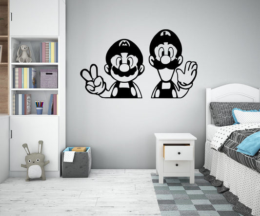 MARIO E LUIGI - Adesivo murale wall sticker in vinile 55x95 cm - PlastiWood (14555866)