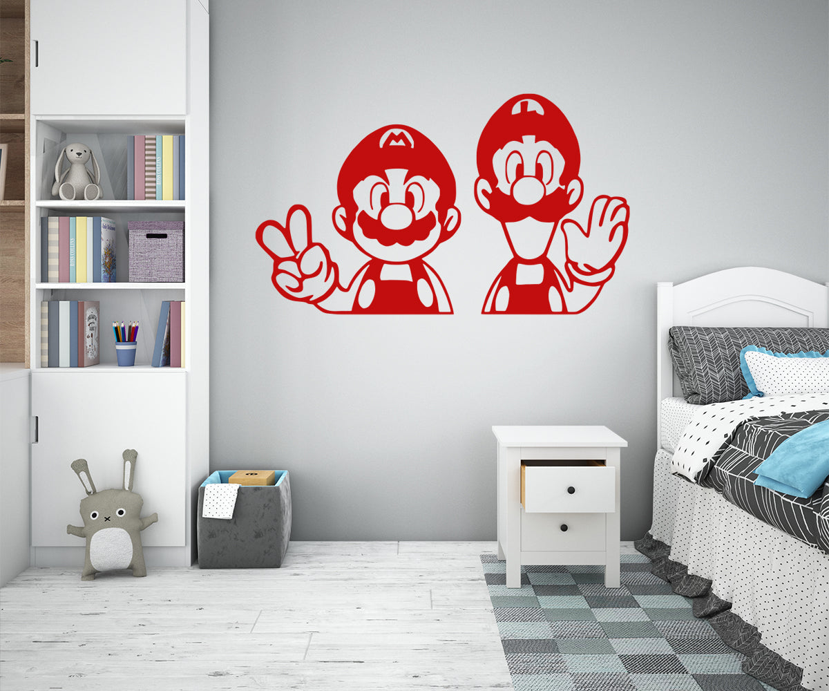 MARIO E LUIGI - Adesivo murale wall sticker in vinile 55x95 cm - PlastiWood (14555867)