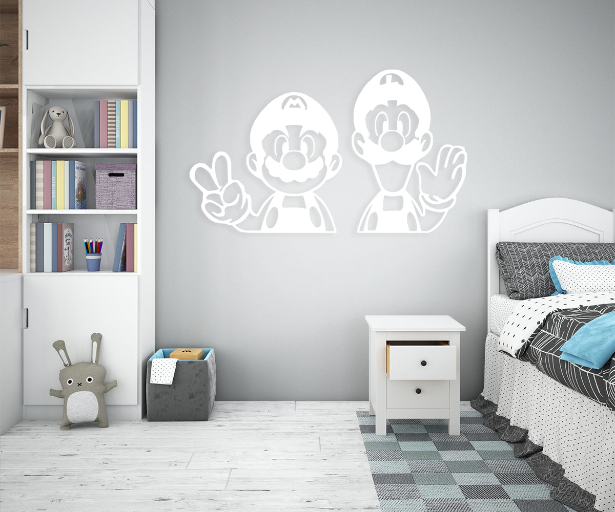MARIO E LUIGI - Adesivo murale wall sticker in vinile 55x95 cm - PlastiWood (14555868)