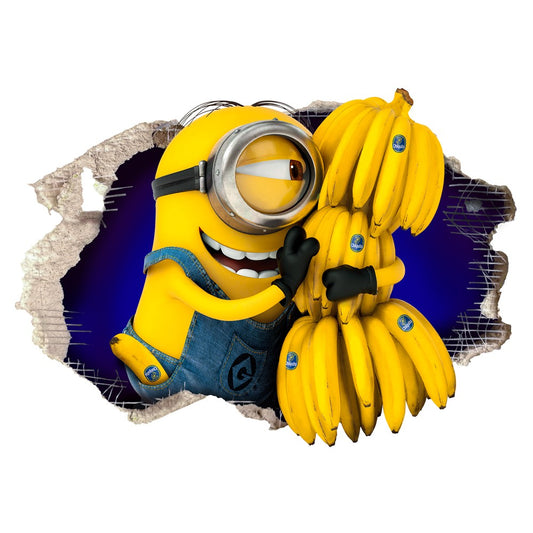 MINION con Banane - Adesivo murale parete 3D wall sticker camera bimbi - PlastiWood