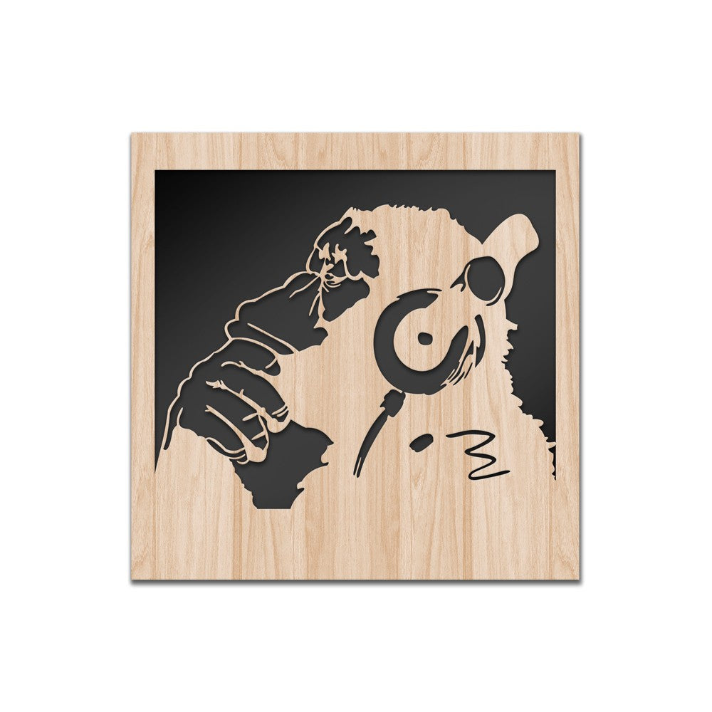MONKEY BANKSY - Quadro arredo LASERCUT composito Legno e PVC - PlastiWood (14556115)