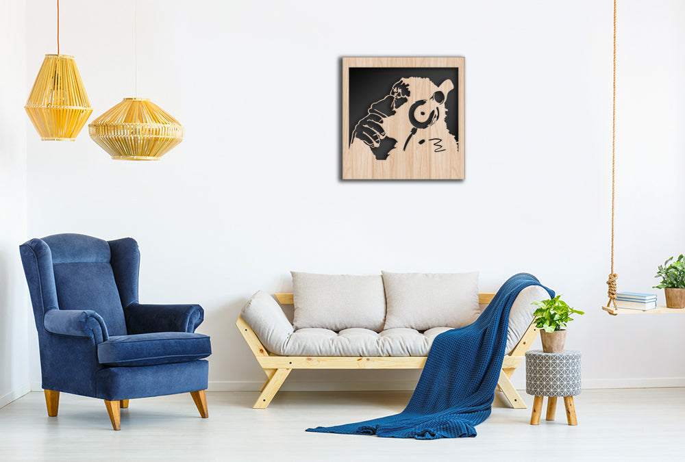 MONKEY BANKSY - Quadro arredo LASERCUT composito Legno e PVC - PlastiWood (14556116)