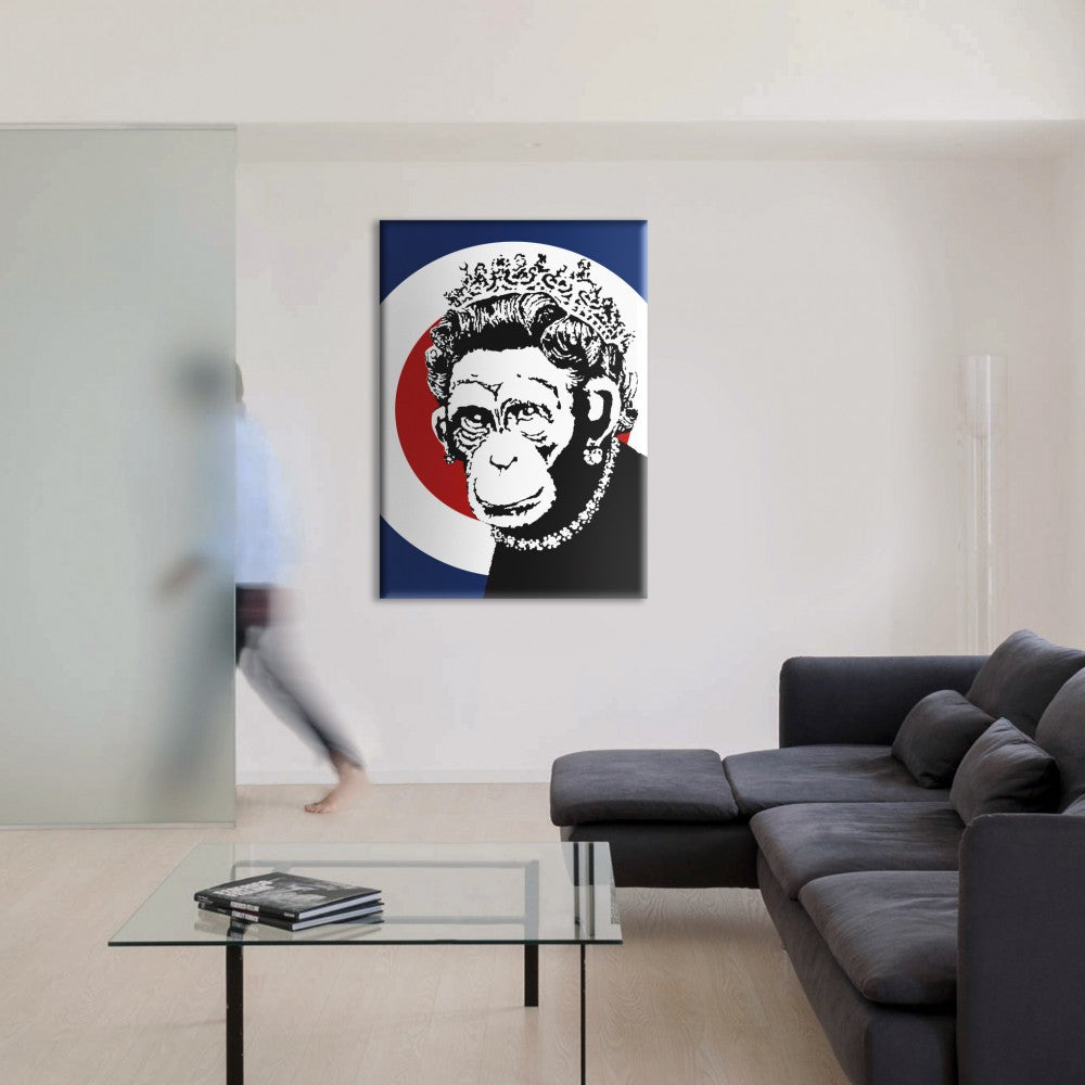 Monkey Queen - Banksy - Quadro stampato su Canvas e montato su telaio in legno - PlastiWood (14556121)