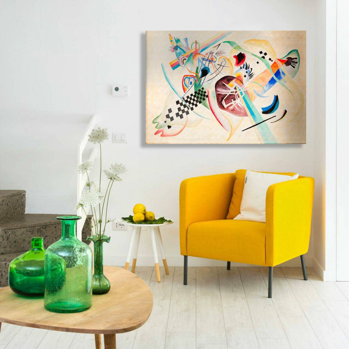 On White - Kandinsky - Quadro stampa su Canvas con telaio in legno - PlastiWood (14556387)