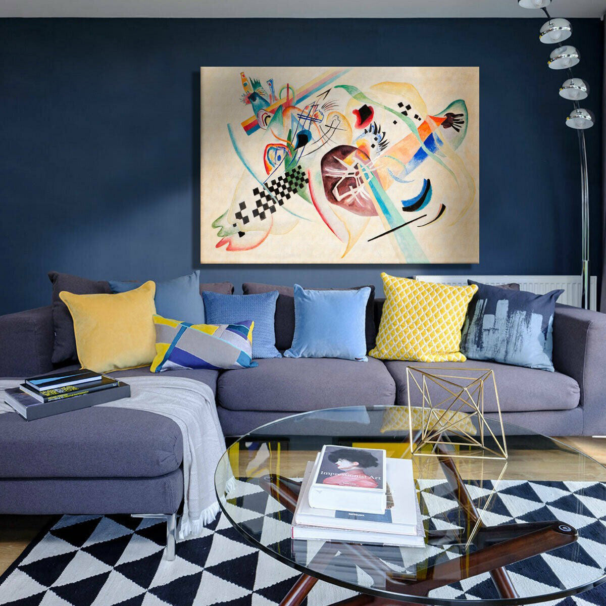 On White - Kandinsky - Quadro stampa su Canvas con telaio in legno - PlastiWood (14556388)