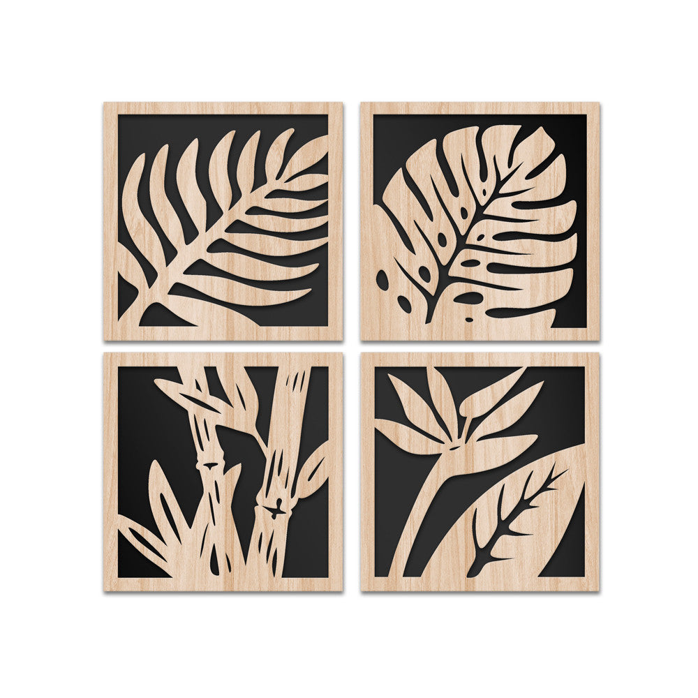 PALME 96x96 cm - Quadro arredo LASERCUT composito Legno e PVC - PlastiWood (14556441)