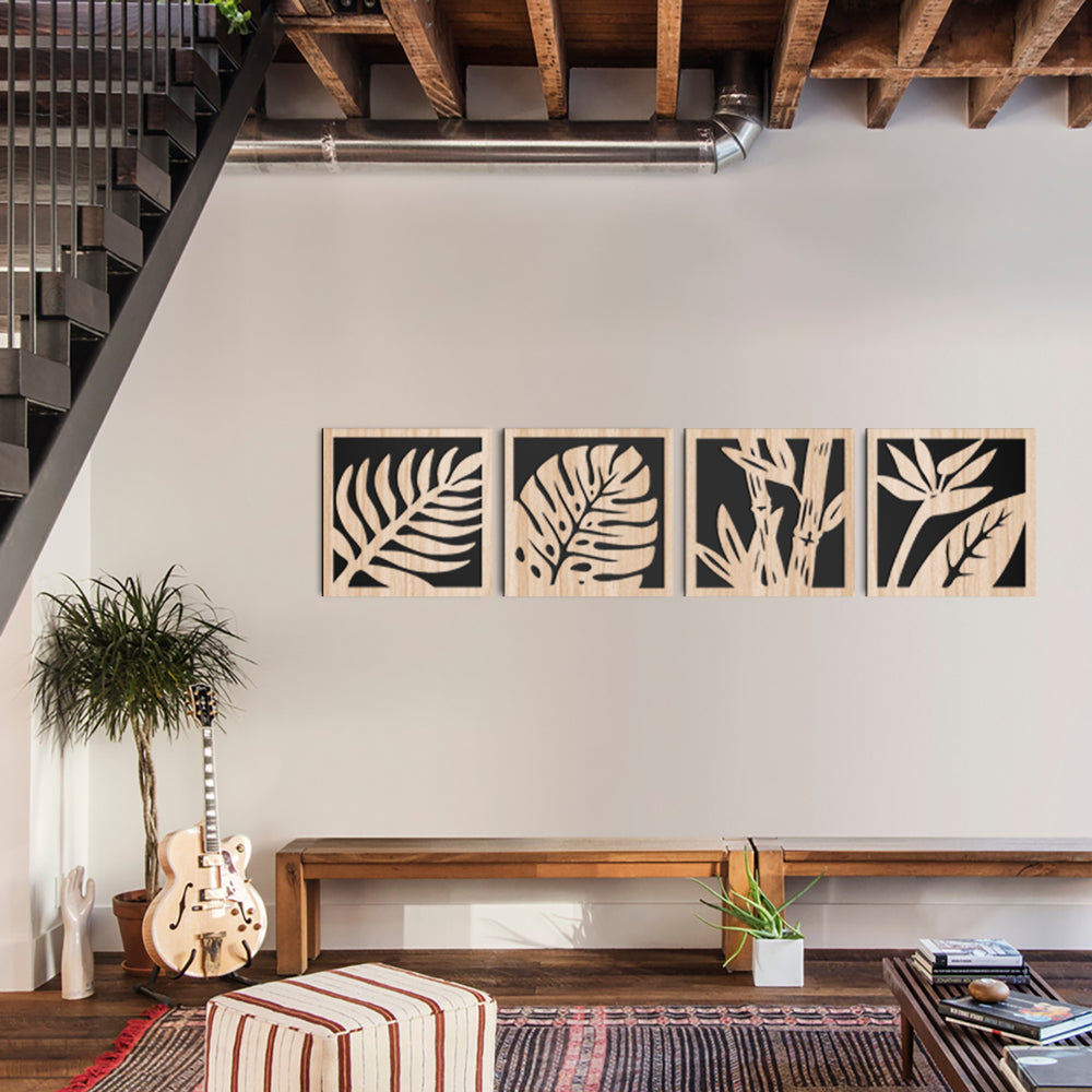 PALME 96x96 cm - Quadro arredo LASERCUT composito Legno e PVC - PlastiWood (14556442)