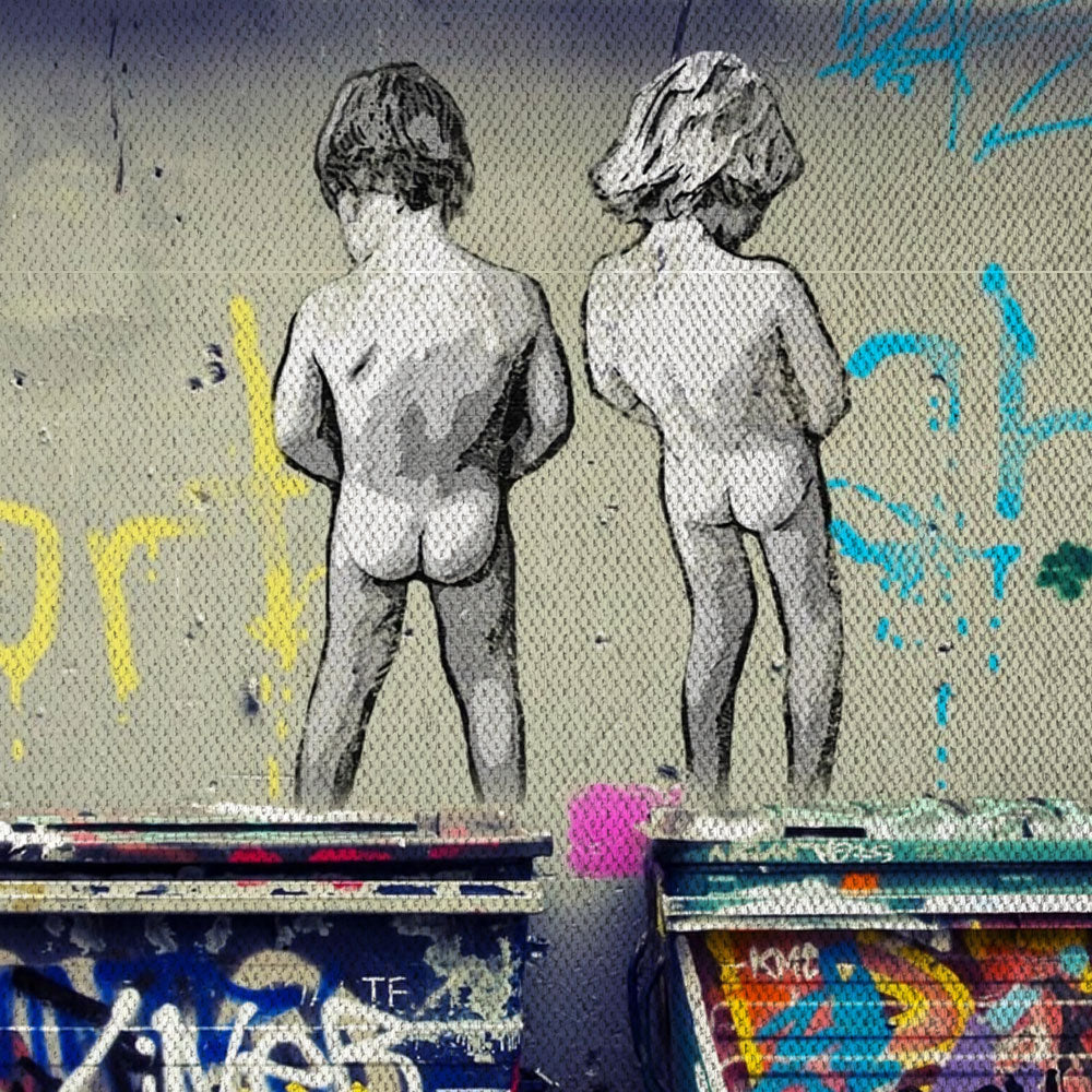 Pissing -  Quadro Canvas Contemporaneo su telaio in legno - PlastiWood (14556678)