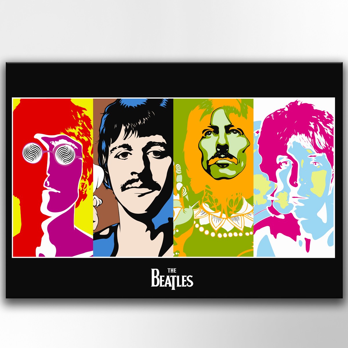 KUSTOM ART Quadro In Legno Stile Vintage - The Beatles - Stampa Da Collezione - 25x18 Cm - Fatto In Italia
