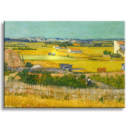 Quadro Canvas su telaio in legno Paesaggio con Carro Blu - Van Gogh - PlastiWood