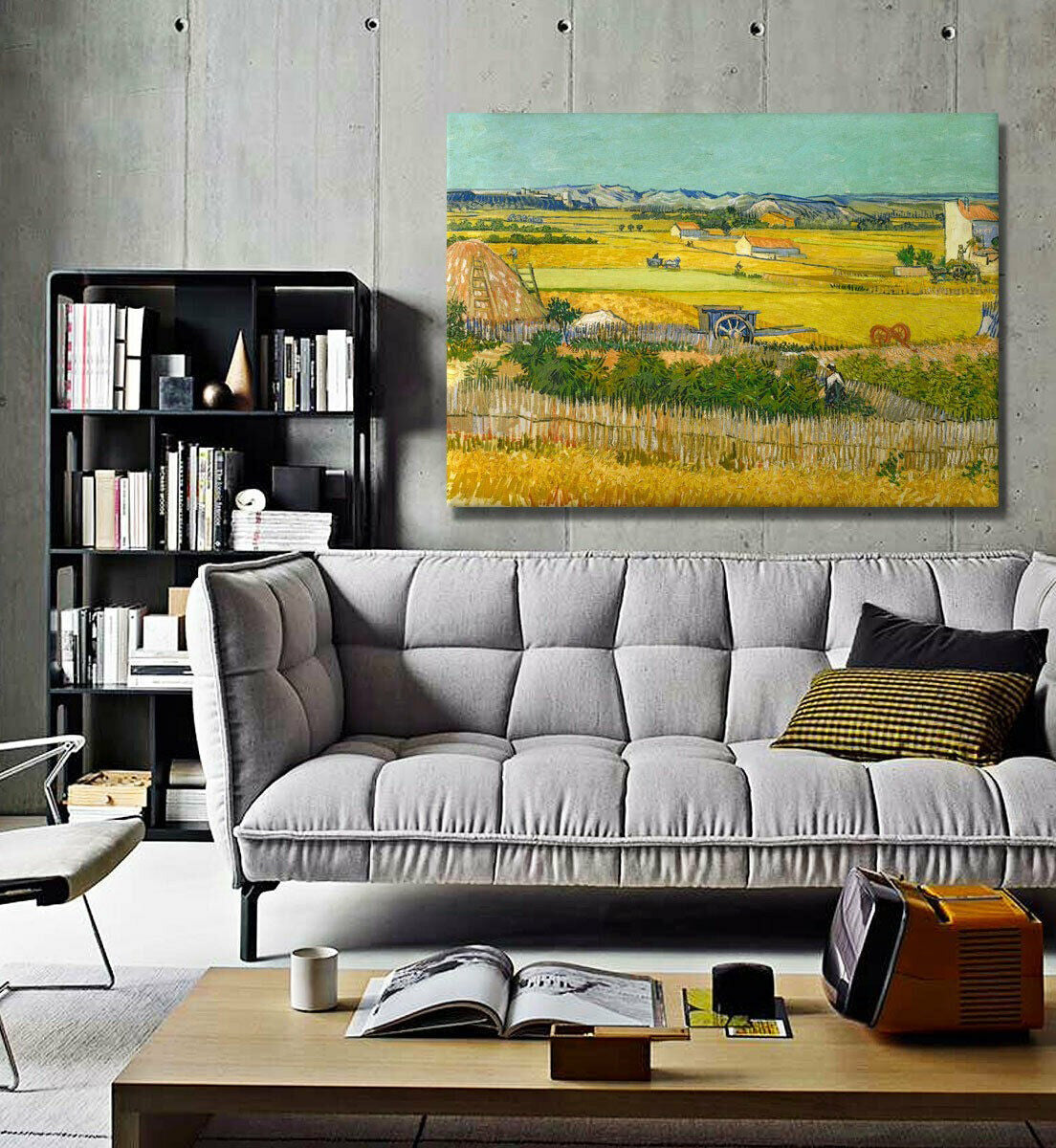 Quadro Canvas su telaio in legno Paesaggio con Carro Blu - Van Gogh - PlastiWood (14557024)