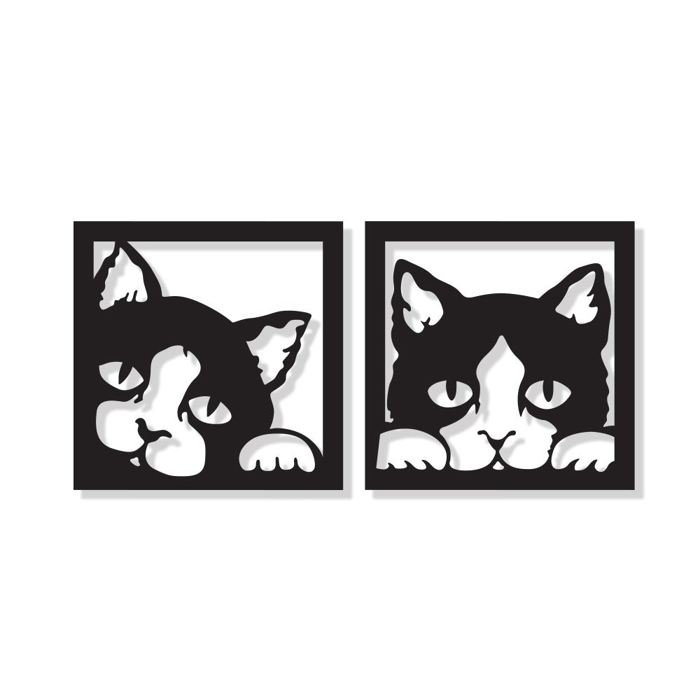 Quadro Coppia di Gatti Neri traforato Cat's 48 x 96 cm - PlastiWood (14557034)