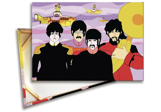 Quadro stampato su tela Canvas telaio in legno Beatles Yellow Submarine - Pop Art - PlastiWood