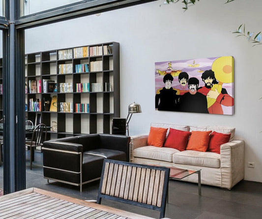 Quadro stampato su tela Canvas telaio in legno Beatles Yellow Submarine - Pop Art - PlastiWood (14557039)