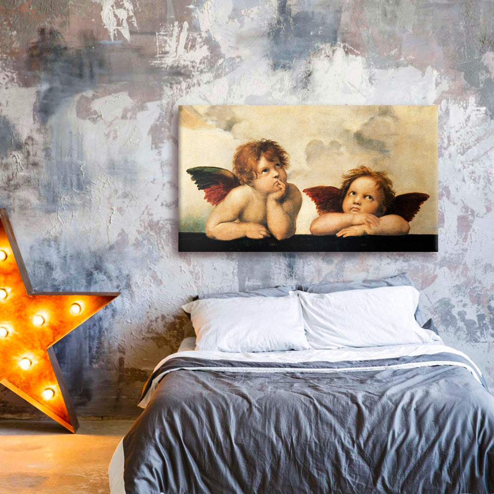 RAFFAELLO SANZIO Angeli - Quadro stampa su Tela montata su telaio in legno 128X70cm - PlastiWood (14557075)
