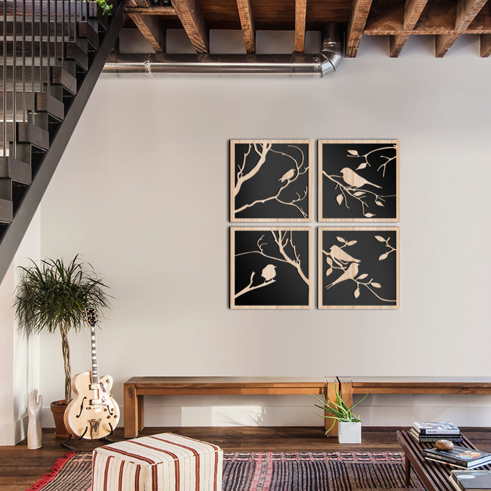 RAMI 96x96 cm - Quadro arredo LASERCUT composito Legno e PVC - PlastiWood (14557121)