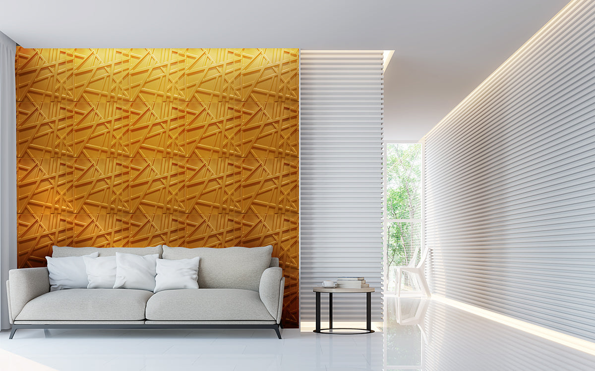 RANDOM giallo-metal-opaco - Pannello parete in PVC a rilievo 3D - 50cmX50cm - 1 Pz - PlastiWood (14557166)