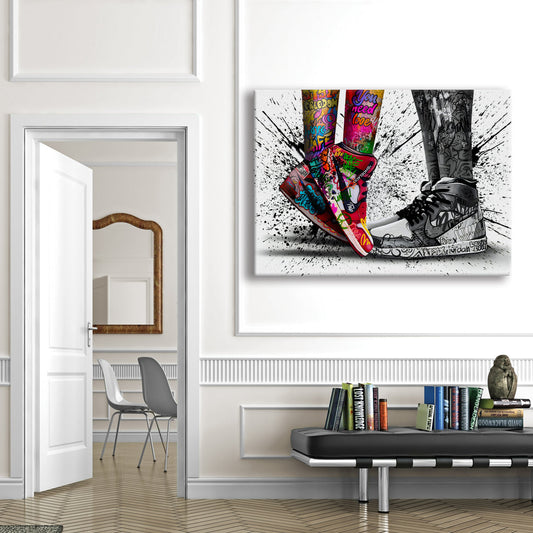 Sneakers -  Quadro Canvas Contemporaneo su telaio in legno - PlastiWood (14557772)