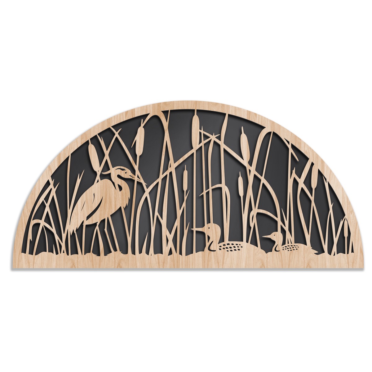 STAGNO CON AIRONE E ANATRE - decorazione testiera letto - PlastiWood (14557970)