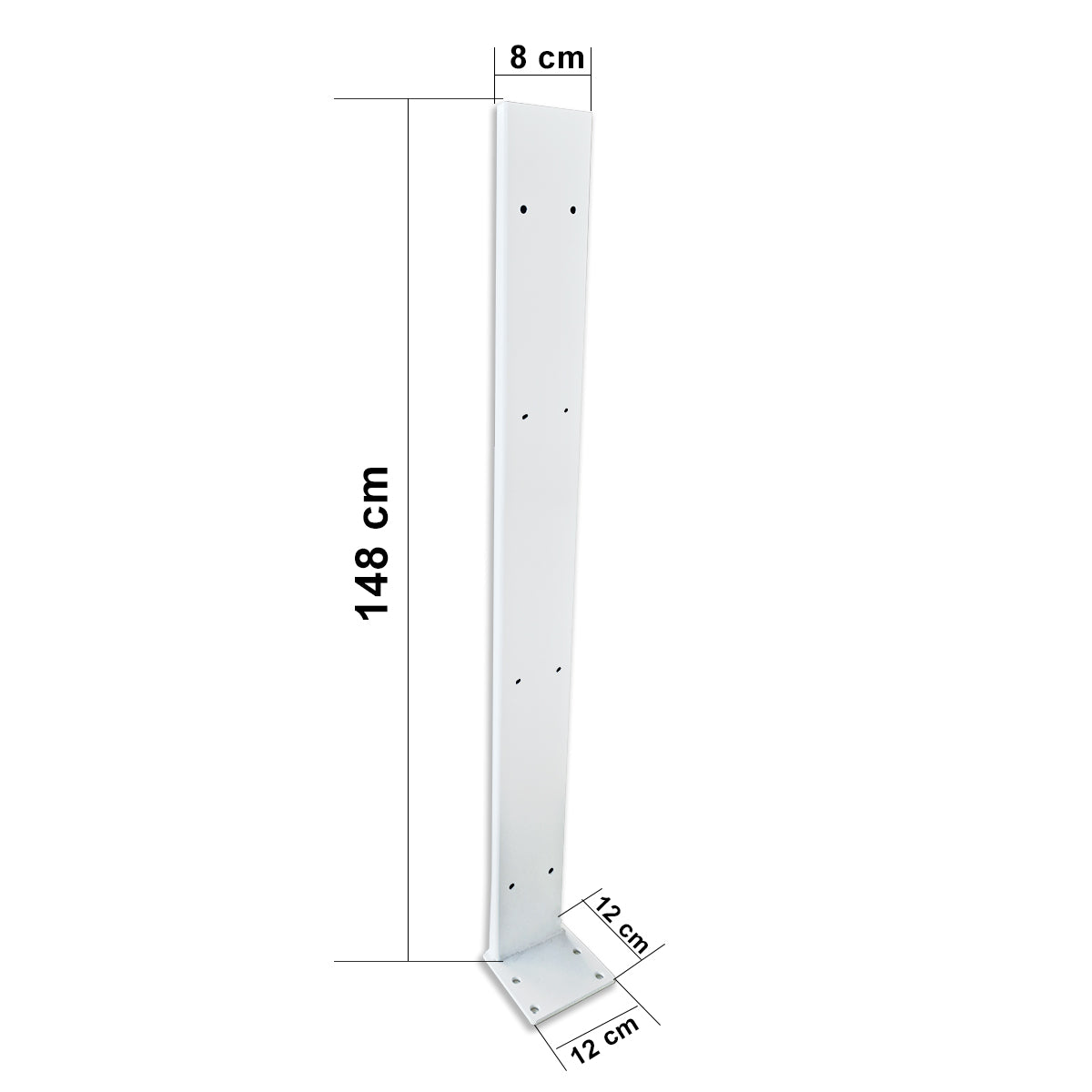 Steel Post for Perforated PVC Panels High Density – 80x20x1480 mm