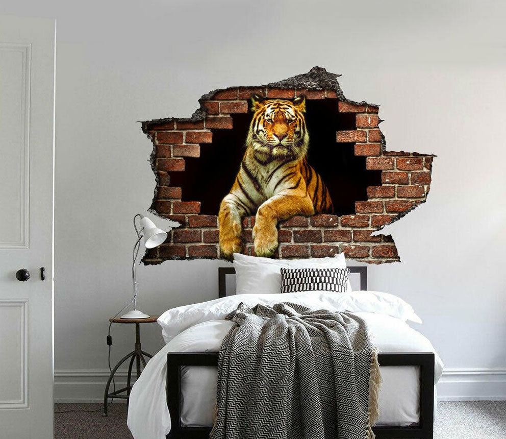 Adesivo da parete TIGRE con effetto 3D foro su mattoni wall sticker adesivo per muro - PlastiWood (14552103)
