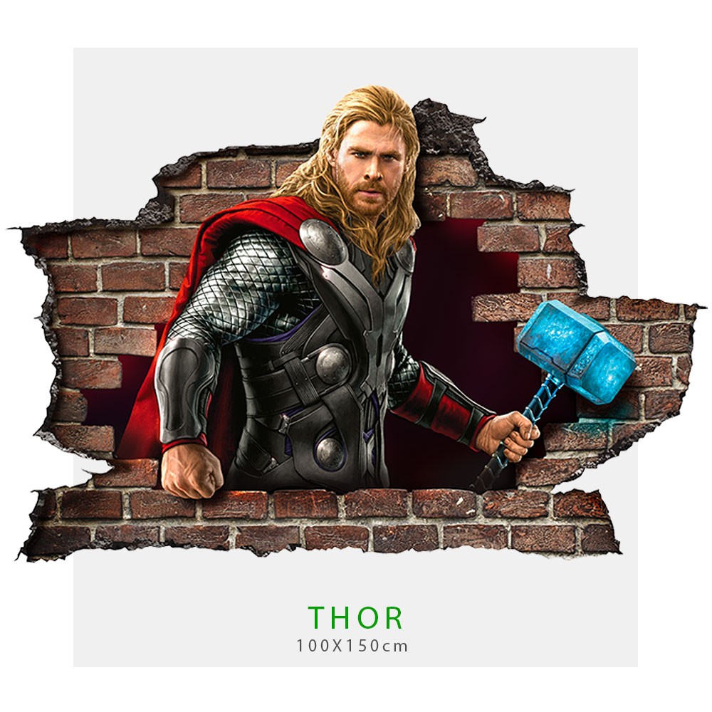 Adesivo parete effetto 3D Marvel supereroe Thor wall stickers - PlastiWood(14552106)