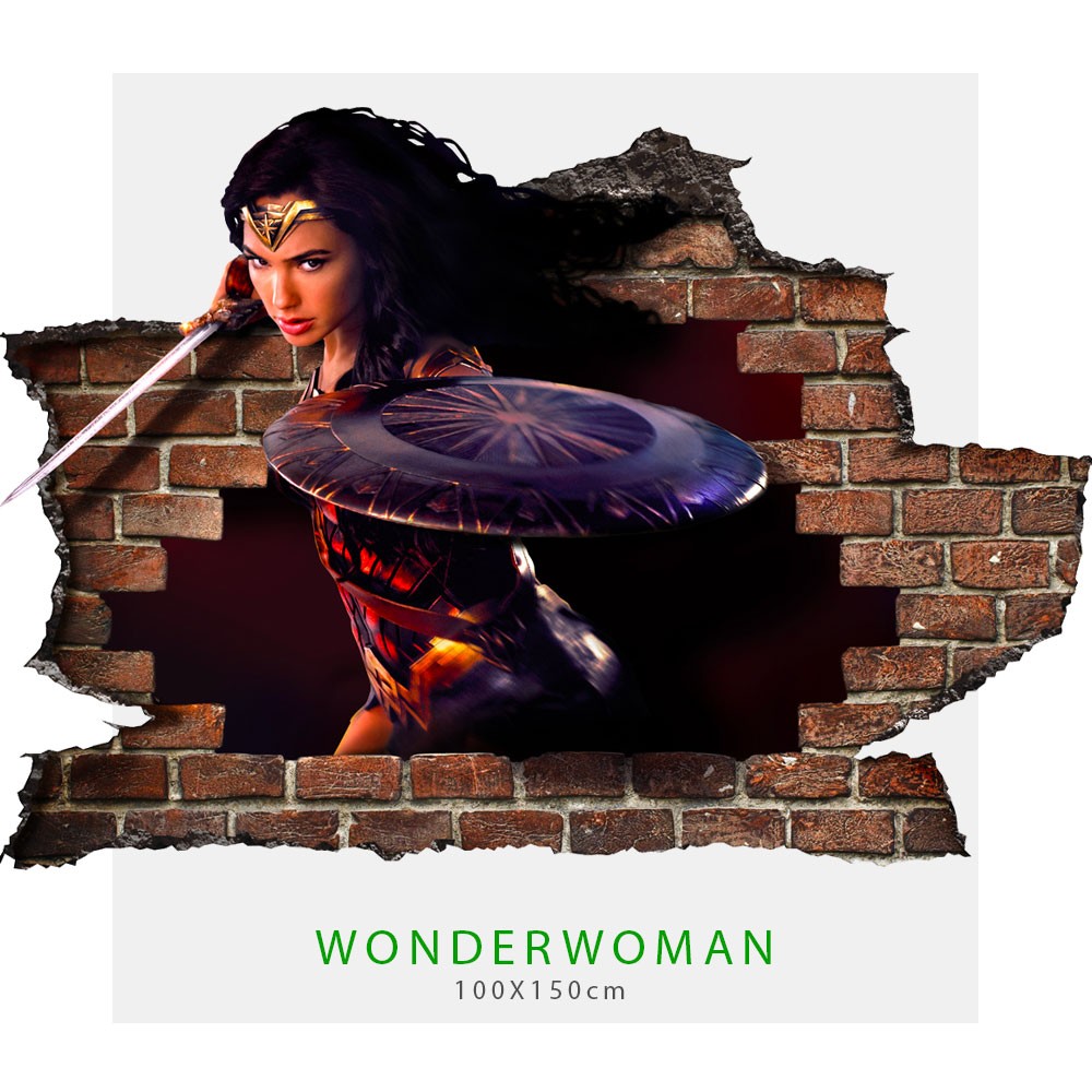 Adesivo parete murale effetto 3D Wonder Woman wall stickers - PlastiWood(14552117)