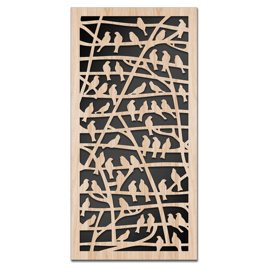 BIRDS - Quadro arredo LASERCUT composito Legno e PVC - PlastiWood