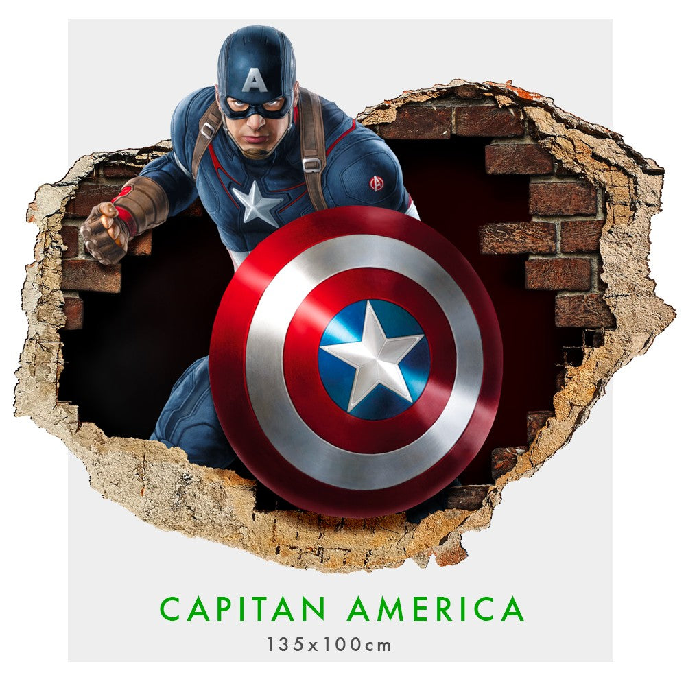 Capitan America - Adesivi murali parete 3D wall sticker cameretta bimbi - PlastiWood(14553225)