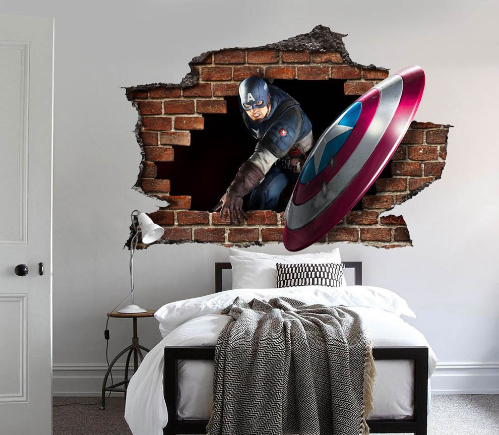 CAPITAN AMERICA Adesivo murale parete 3D wall sticker camera ragazzi - PlastiWood (14553237)