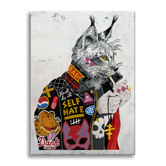 Cat Sherlock -  Quadro Canvas Contemporaneo su telaio in legno - PlastiWood (14553261)