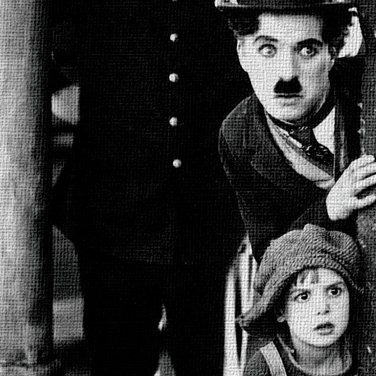 Charlie Chaplin & The Kid - stampa su tela in alta definizione con telaio in legno - PlastiWood(14553351)