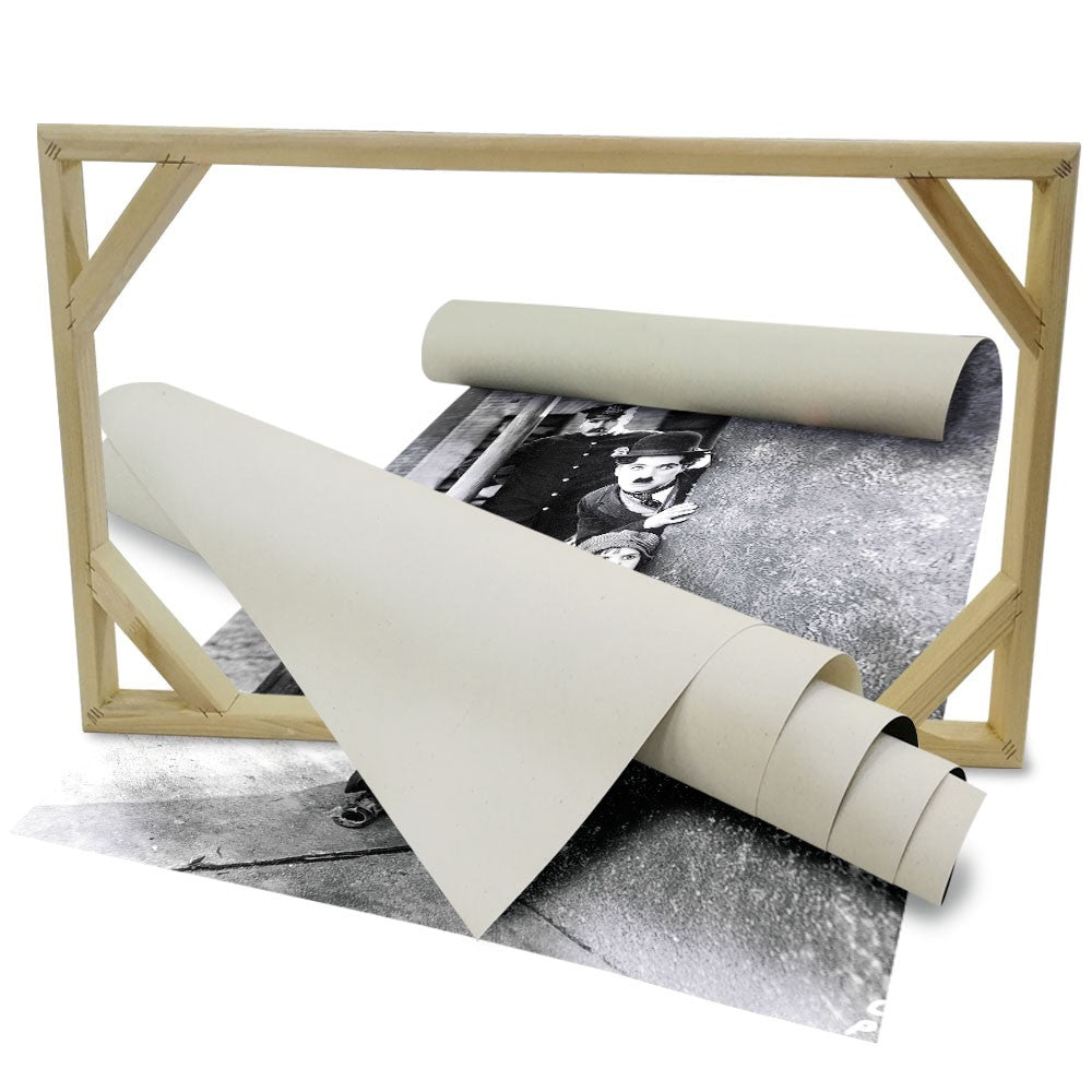Charlie Chaplin & The Kid - stampa su tela in alta definizione con telaio in legno - PlastiWood (14553352)