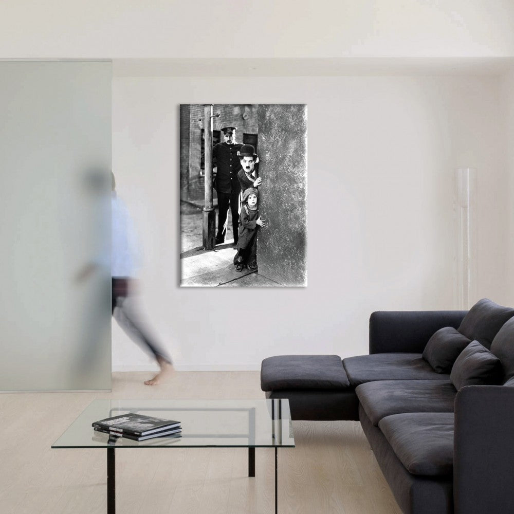 Charlie Chaplin & The Kid - stampa su tela in alta definizione con telaio in legno - PlastiWood (14553354)