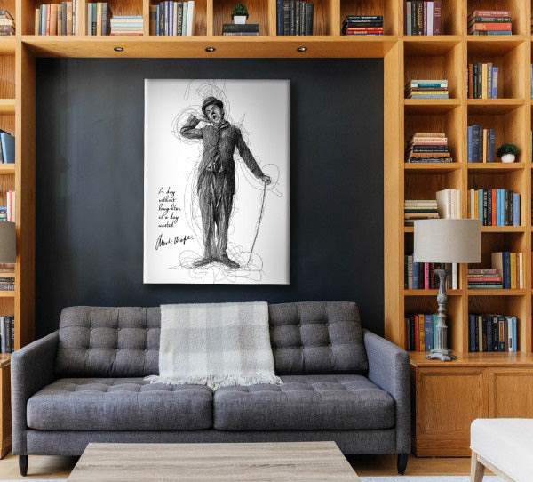 Charlie Chaplin - A Day Without Laugther - Quadro Canvas su telaio in legno - PlastiWood(14553358)